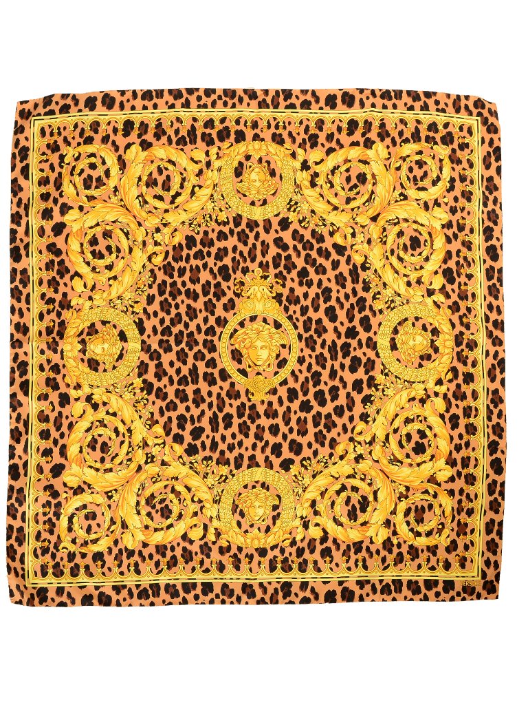 Versace Multi-Color Versace Signature Print 100% Silk Shawl Scarf Bandana